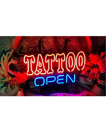 Tattoo Open Metal Frame Neon Sign for Tattoo Studios