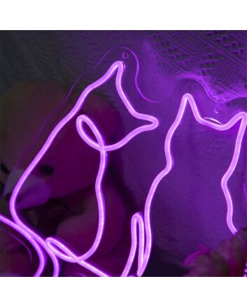 Couple Cats Neon Sign for Animal Lovers and Whimsical Spaces