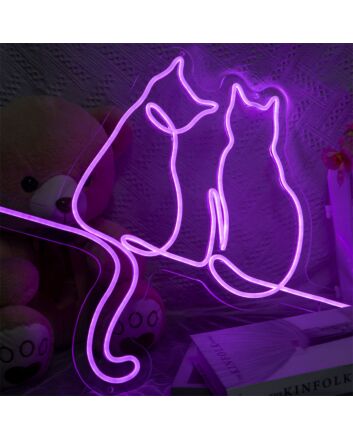 Couple Cats Neon Sign for Animal Lovers and Whimsical Spaces
