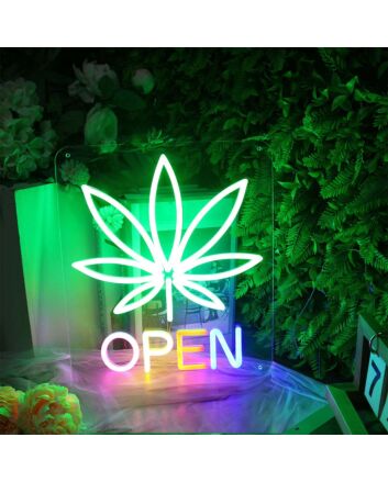 Marijuana Open Neon Sign for Cannabis Enthusiasts