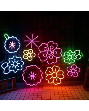 Colorful Flowers Neon Sign for Floral and Elegant Decor