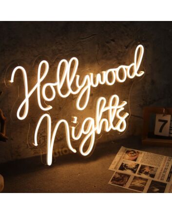 Hollywood Nights Neon Sign for City and Nightlife Decor