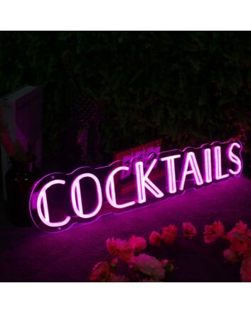 Cocktails Pink Neon Sign for Bars and Social Spaces