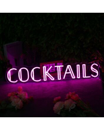Cocktails Pink Neon Sign for Bars and Social Spaces