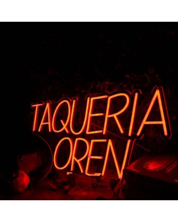 TAQUERIA OPEN Orange Neon Sign for Mexican Restaurants