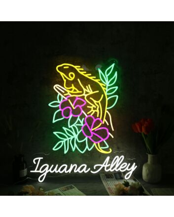 Iguana Alley Neon Sign for Animal and Whimsical Decor