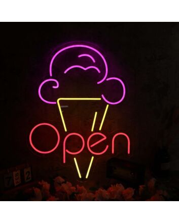 Ice Cream Open Neon Sign for Sweet and Fun Spaces
