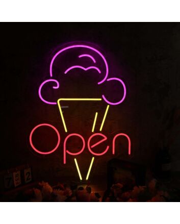 Ice Cream Open Neon Sign for Sweet and Fun Spaces