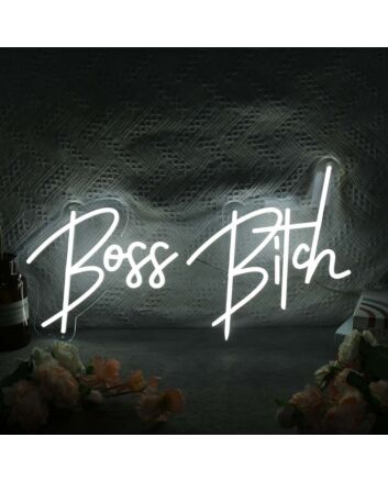 Boss Bitch White Neon Sign for Empowering and Bold Spaces