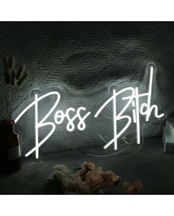 Boss Bitch White Neon Sign for Empowering and Bold Spaces
