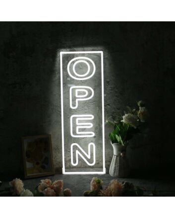 White Open LED Neon Sign for Businesses and Shops