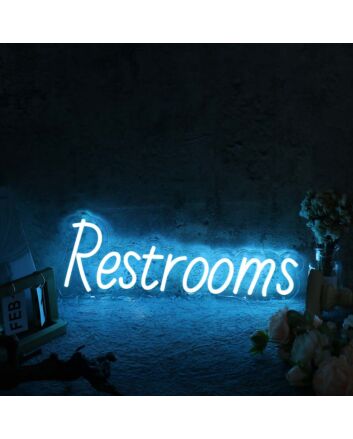 Restrooms Blue Custom Neon Sign for Businesses and Public Spaces