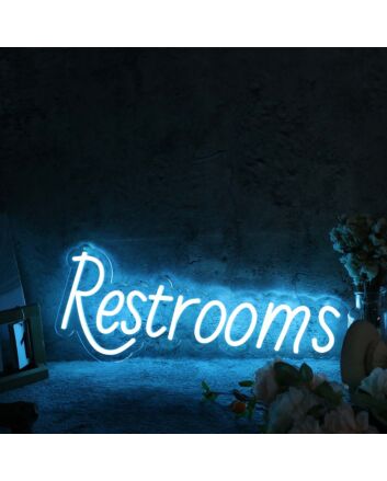 Restrooms Blue Custom Neon Sign for Businesses and Public Spaces