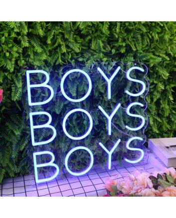 BOYS BOYS BOYS Blue Neon Sign for Fun and Playful Spaces