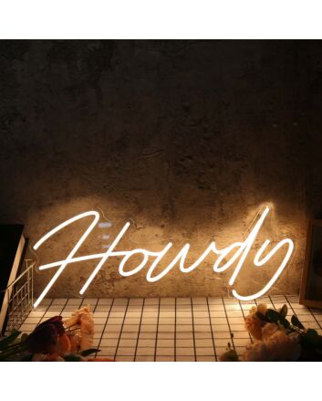 Howdy Yellow Neon Sign for Western and Fun Spaces