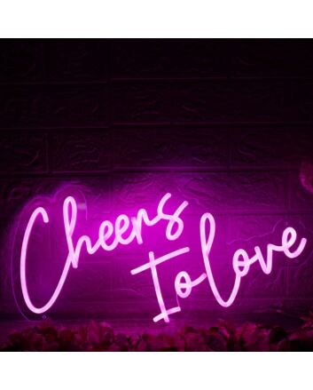 Cheers To Love Pink Neon Sign for Romantic and Celebratory Spaces