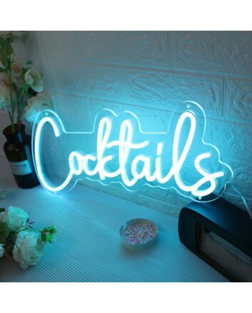 Cocktails Blue Neon Sign for Bars and Social Spaces