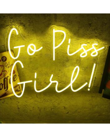 Go Piss Girl Yellow Neon Sign for Fun and Playful Spaces