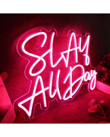 Slay All Day Red LED Custom Neon Sign for Empowering and Bold Spaces
