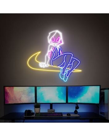 Spider Gwen Neon Sign Size And Color Neon Lights Decor Game Room Wall Decor Home for Superhero Fans