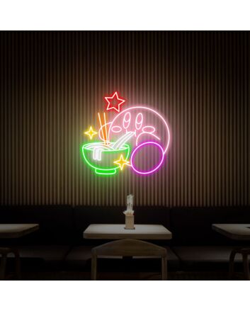 Kirby Ramen LED Neon Sign Kirby Noodles LED Neon Sign Kirby Gift for Anime Fans
