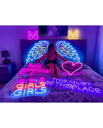Angel Wings Neon Sign for Spiritual and Peaceful Ambiances