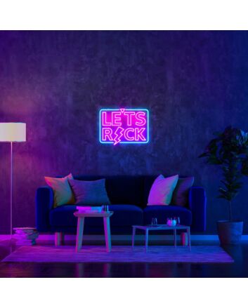 Let's Rock Music Neon Sign for Music Lovers and Fun Spaces