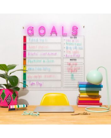 Goals Calendar Neon Sign keeps offices organized and motivated