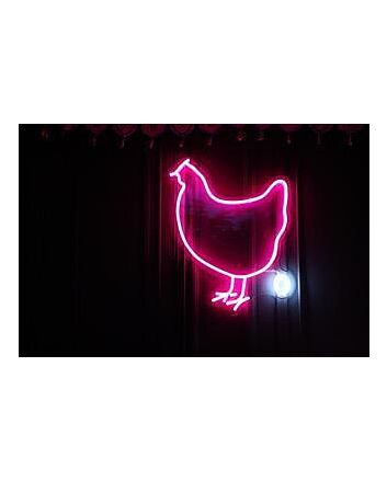 Chicken Neon Sign adds rustic charm to kitchen decor