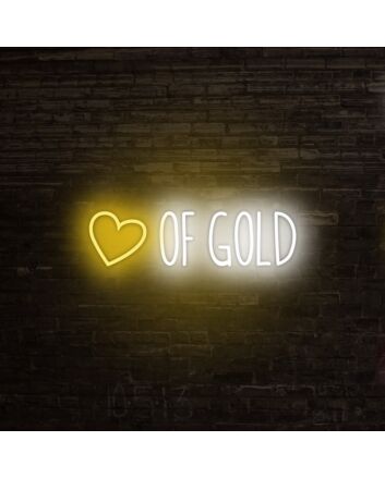Heart Of Gold Neon Sign perfect for romantic and elegant decor