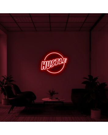 Hustle Logo Neon Sign for Motivational Spaces