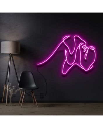 Boxer Line Art Neon Sign for Pet and Sports Enthusiasts