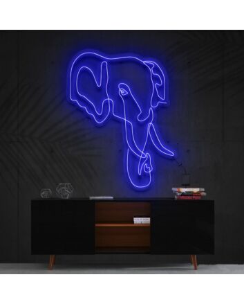 Elephant Line Art Neon Sign for Nature and Animal Lovers