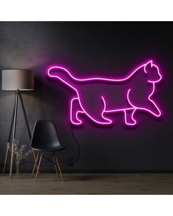 Walking Cat Neon Sign for Pet Lovers and Kids Rooms
