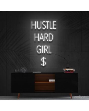 Hustle Hard Girl Neon Sign for Motivational Spaces