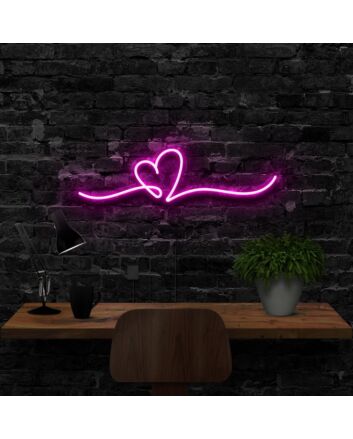 Line Art Heart Neon Sign for Romantic Settings