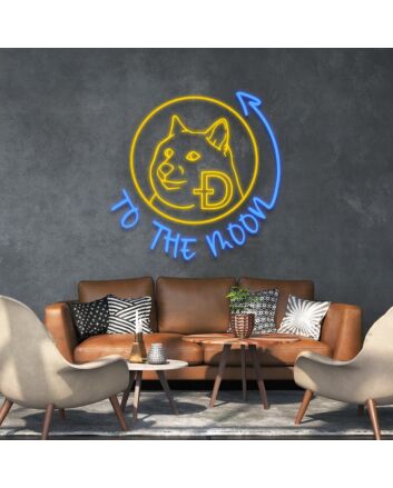 Doge To The Moon Sign Neon Sign Celebrate cryptocurrency with this fun sign
