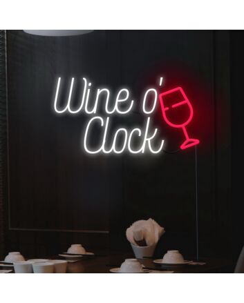Wine O Clock Neon Sign Celebrate wine time with this fun sign