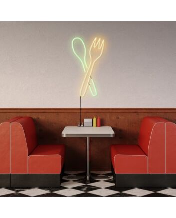 Spoon And Fork Neon Sign Great for kitchens and dining areas