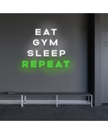 Eat Gym Sleep Repeat Neon Sign Perfect for fitness enthusiasts