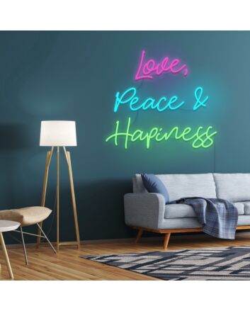 Love Peace And Happiness Neon Sign Spread positivity and joy in any space