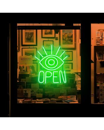 Green Open Eyes Neon Sign Teen Dorm Room Art