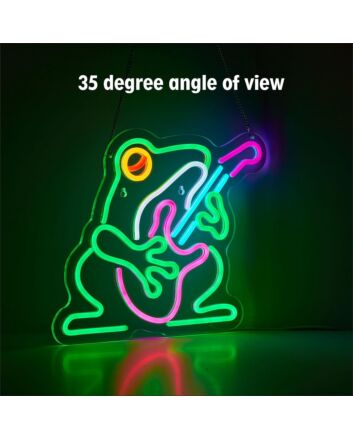 Guitar-Playing Frogs Neon Sign Music Room Fun