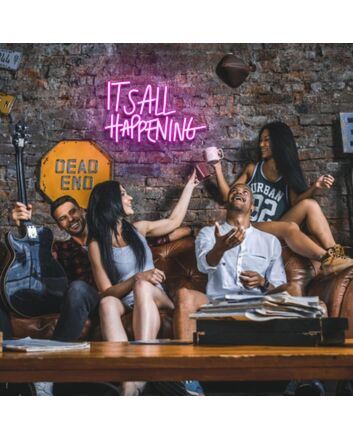It's All Happening Deep Pink Neon Sign Party Vibes