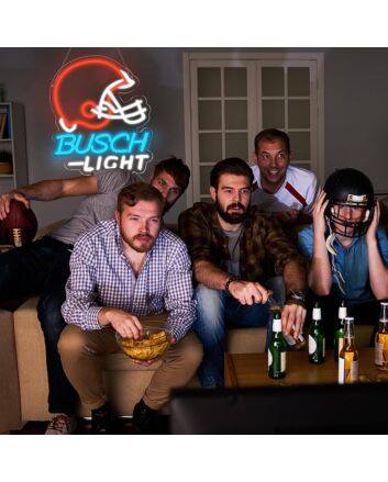 Orange Baseball Cap Busch Light Neon Sign Sports Bar