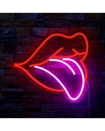Red Lips Bedroom Wall Mounted Neon Sign Bold Accent