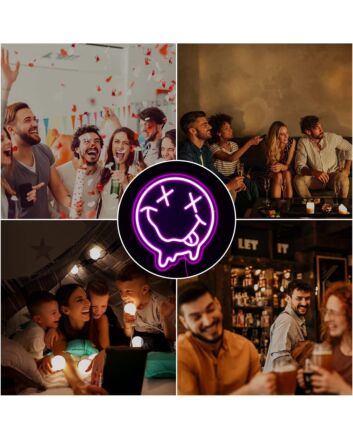 Smiley Face Deep Pink Neon Sign Bedroom Happy Vibes