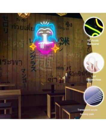 Snorlax Eating Ramen Neon Sign Anime Kids Room