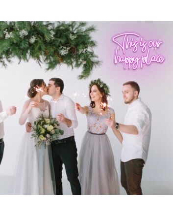 This Is Our Happy Place Pink Neon Sign Bedroom Comfort