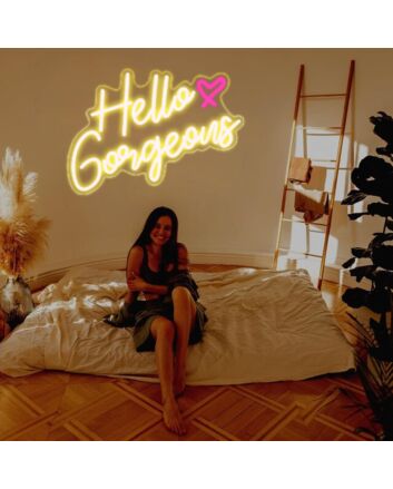 Warm White Hello Gorgeous Neon Sign Bedroom Charm